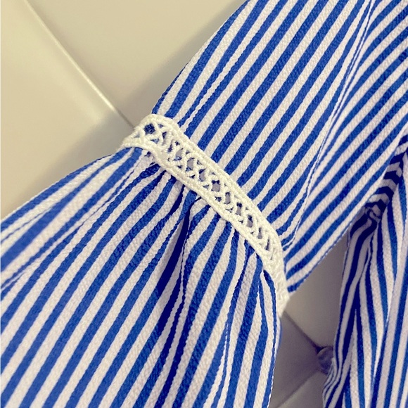 Monteau Girl Striped Crepe Bell Sleeve Blouse - Picture 5 of 9